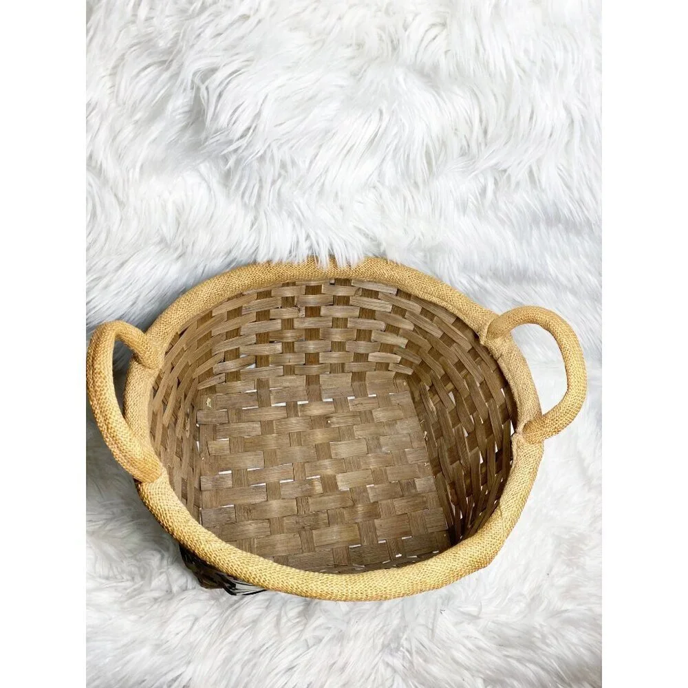 WOODEN CHILI PEPPER KITCHEN COTTAGE FARMHOUSE STORAGE BASKET, 16 x‎ 13.5 x 9